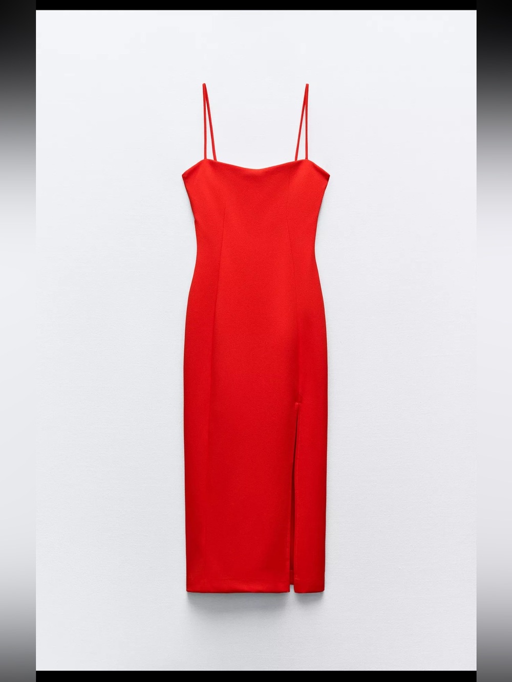 Zara Red Spaghetti-Strap crepe dress - size Large